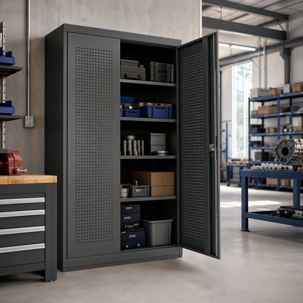 Heavy Duty Steel Storage Cabinet with Perforated Doors