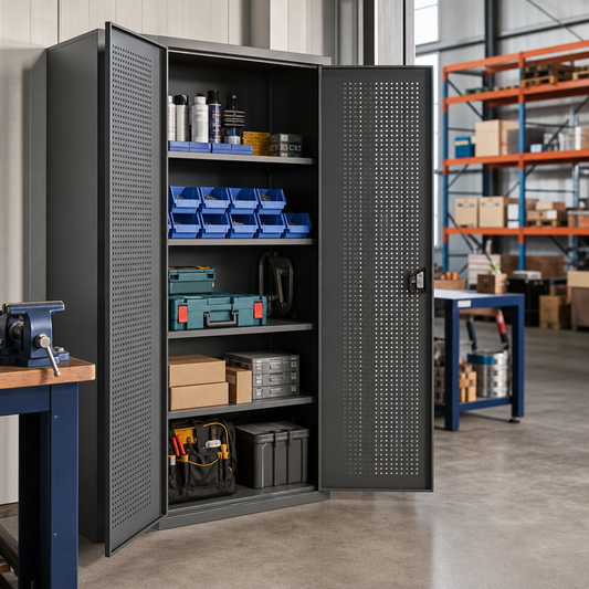 Heavy Duty Steel Storage Cabinet with Perforated Double Doors