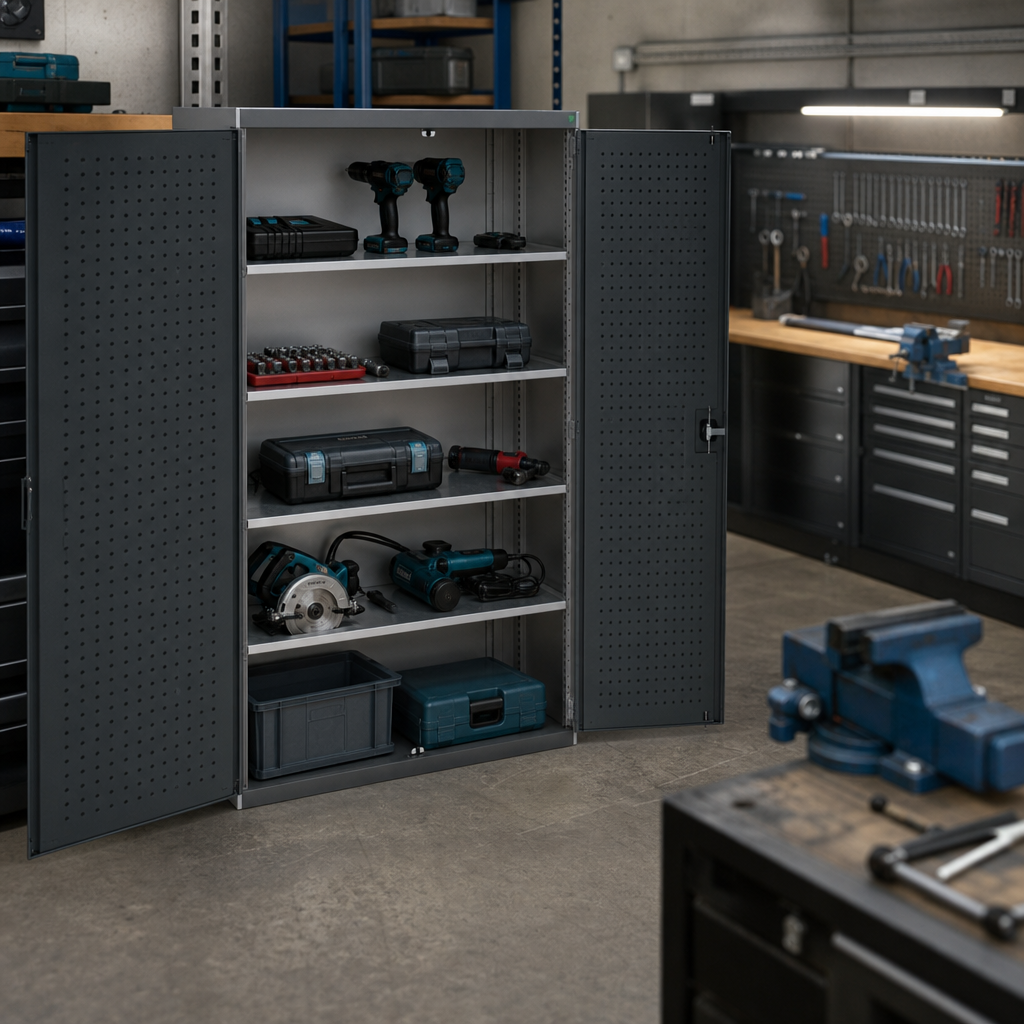 Heavy Duty Steel Storage Cabinet with Perforated Double Doors