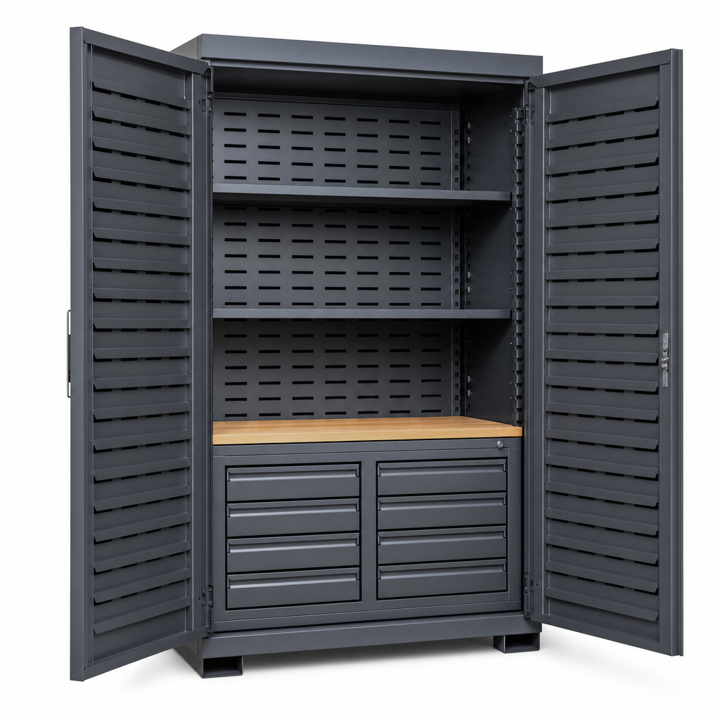 Heavy Duty Steel Tool Cabinet with Louvre Back and Doors