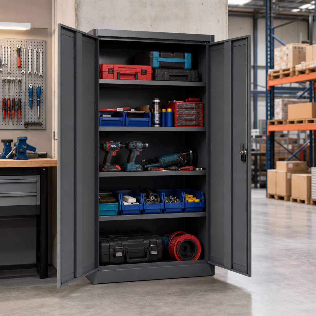 Heavy Duty Steel Tool Cupboard 915x1000x500mm