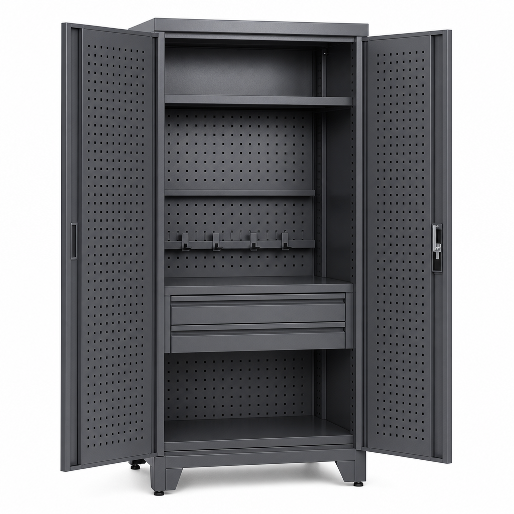 Heavy Duty Steel Tool Cupboard with Perforated Doors