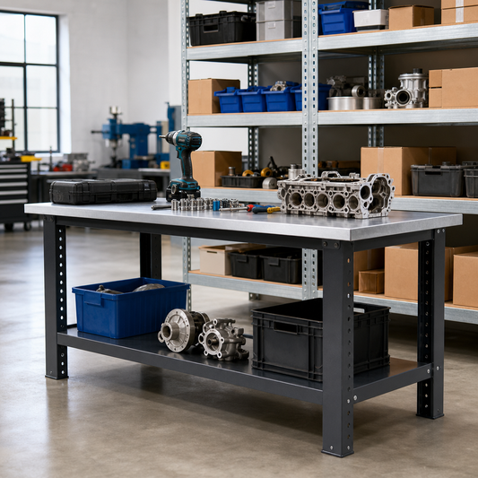 Heavy Duty Steel Topped Workbench 910x1500x600mm