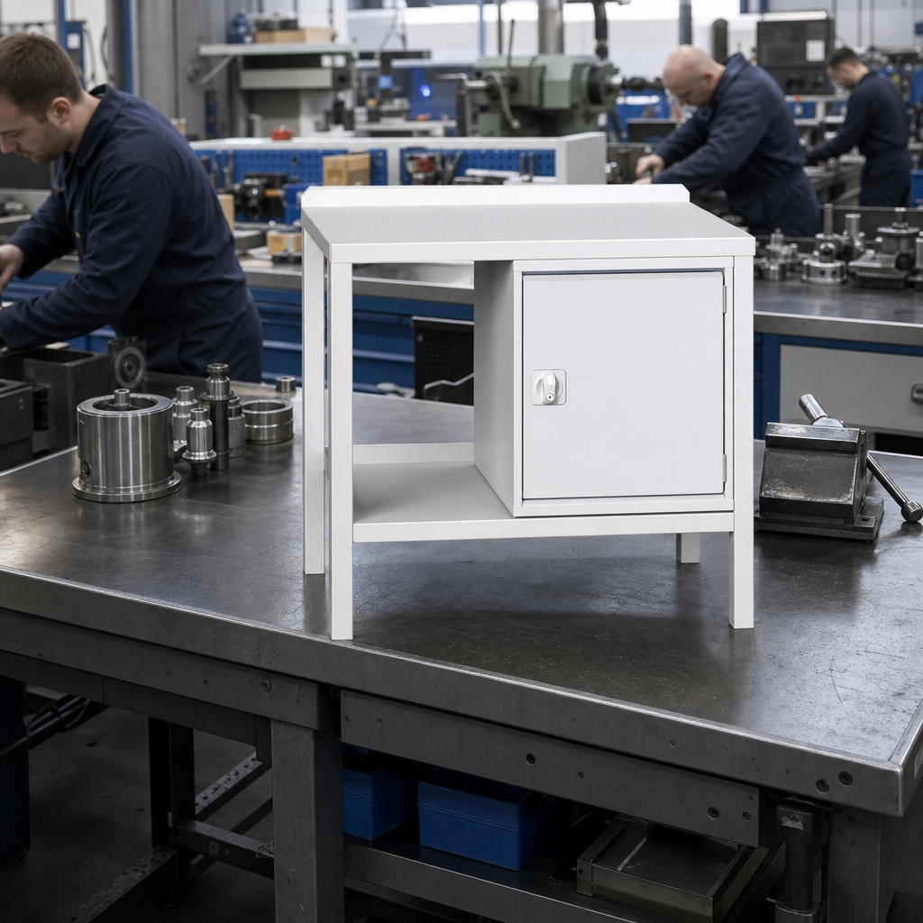 Heavy Duty Steel Workbench with Cupboard 910x1000x600mm