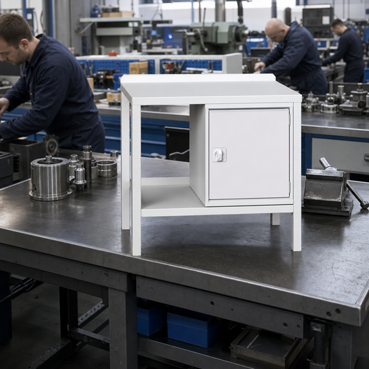 Heavy Duty Steel Workbench with Cupboard 910x1000x600mm