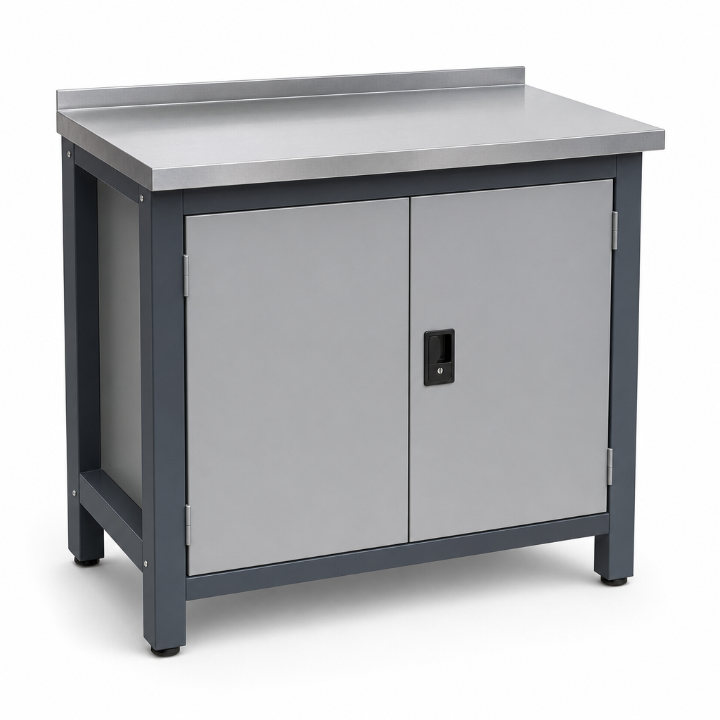 Heavy Duty Steel Workbench with Cupboard 910x1000x600mm
