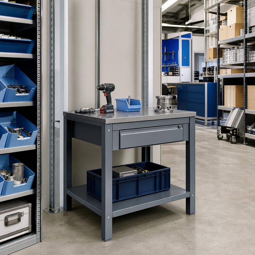 Heavy Duty Steel Workbench with Drawer 910x1000x600mm