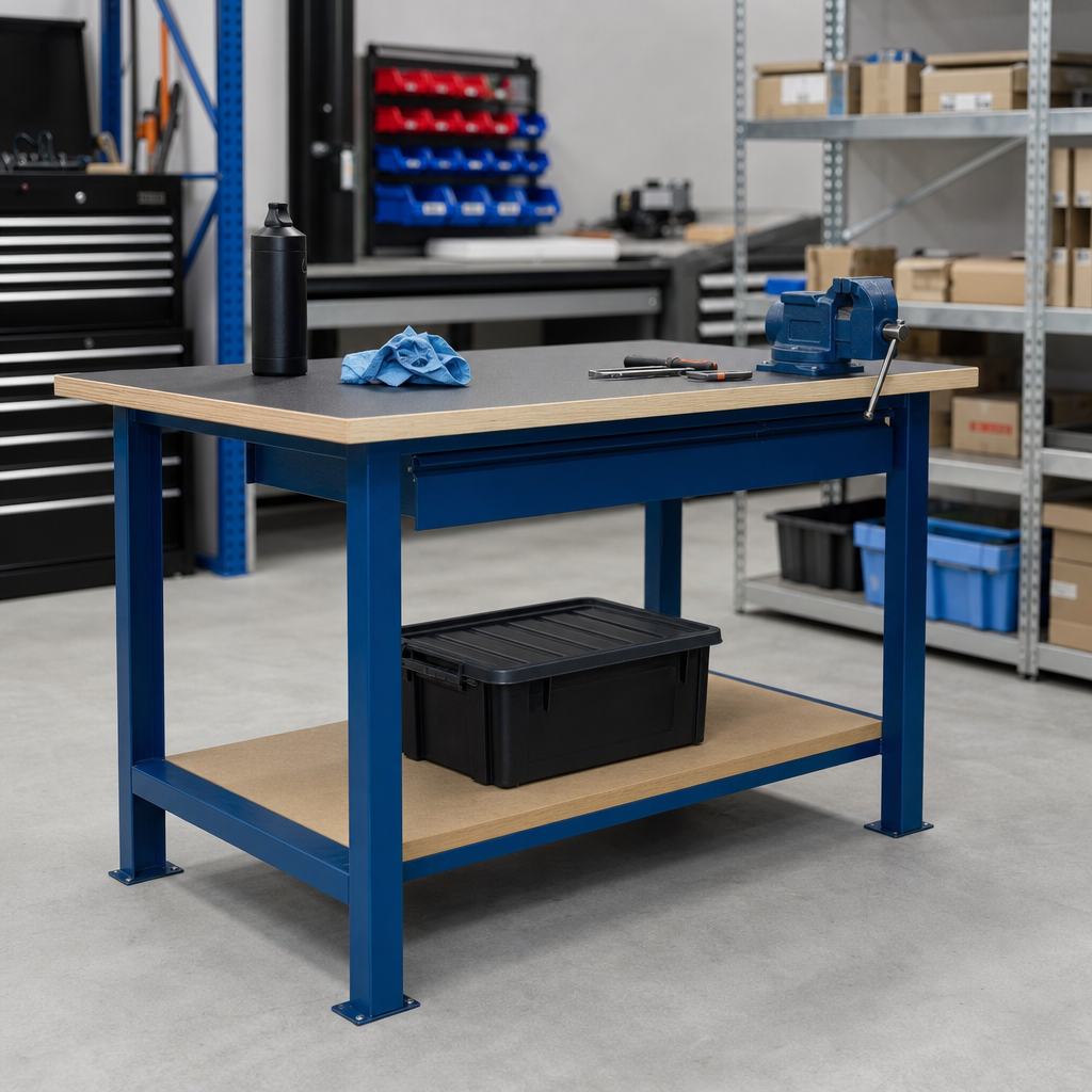 Heavy Duty Steel Workbench with Lino Worktop 1500 x 840mm