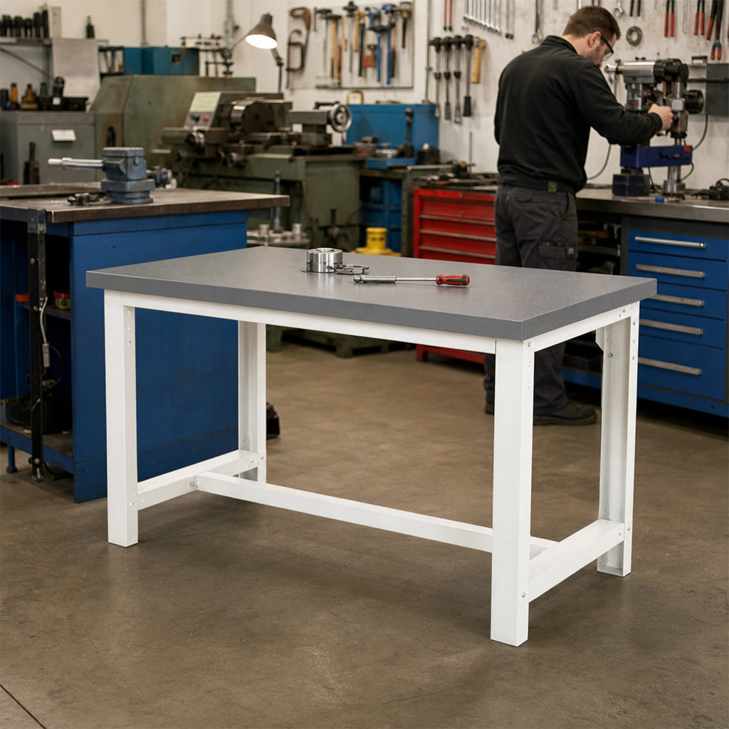 Heavy Duty Steel Workbench with Lino Worktop 1500 x 840mm