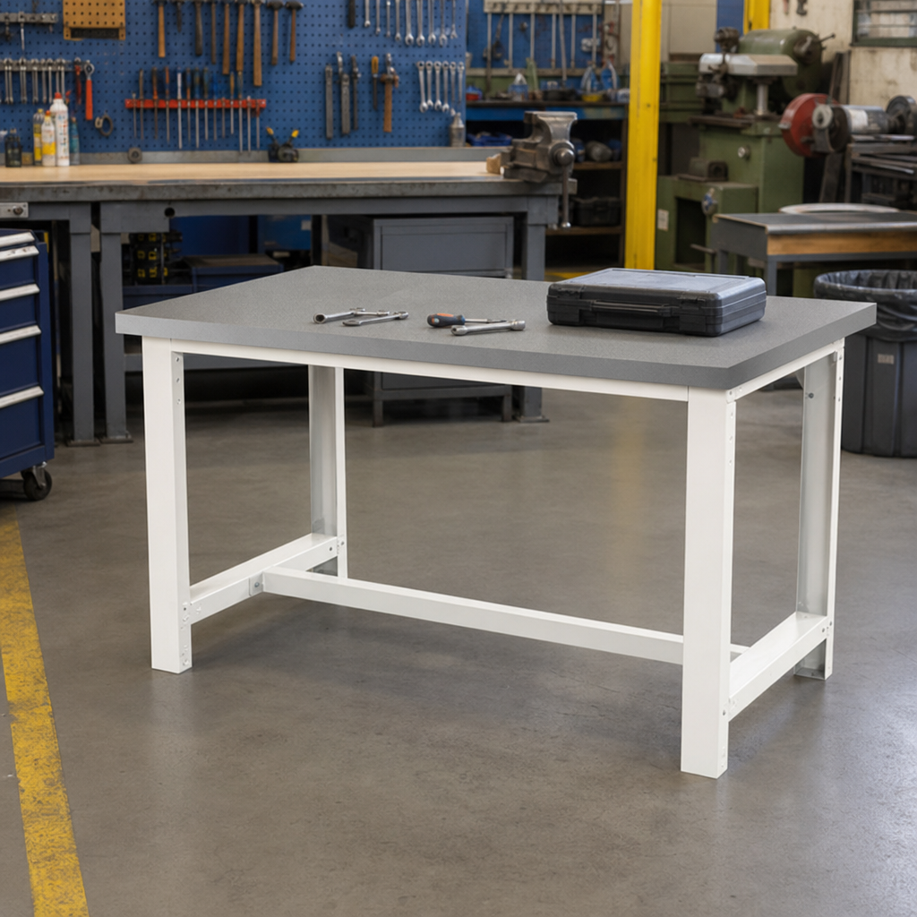 Heavy Duty Steel Workbench with Lino Worktop 2000 x 840mm