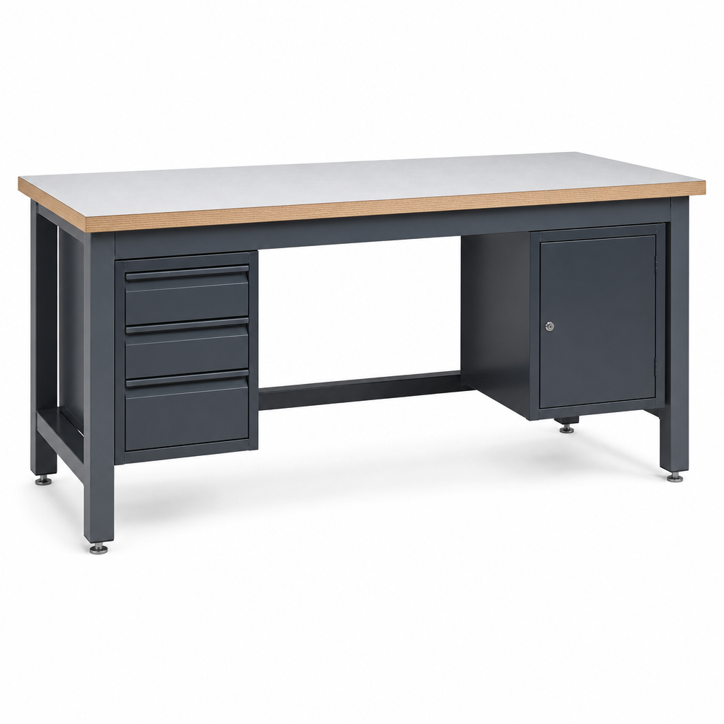 Heavy Duty Steel Workbench with Lino Worktop 2000 x 840mm