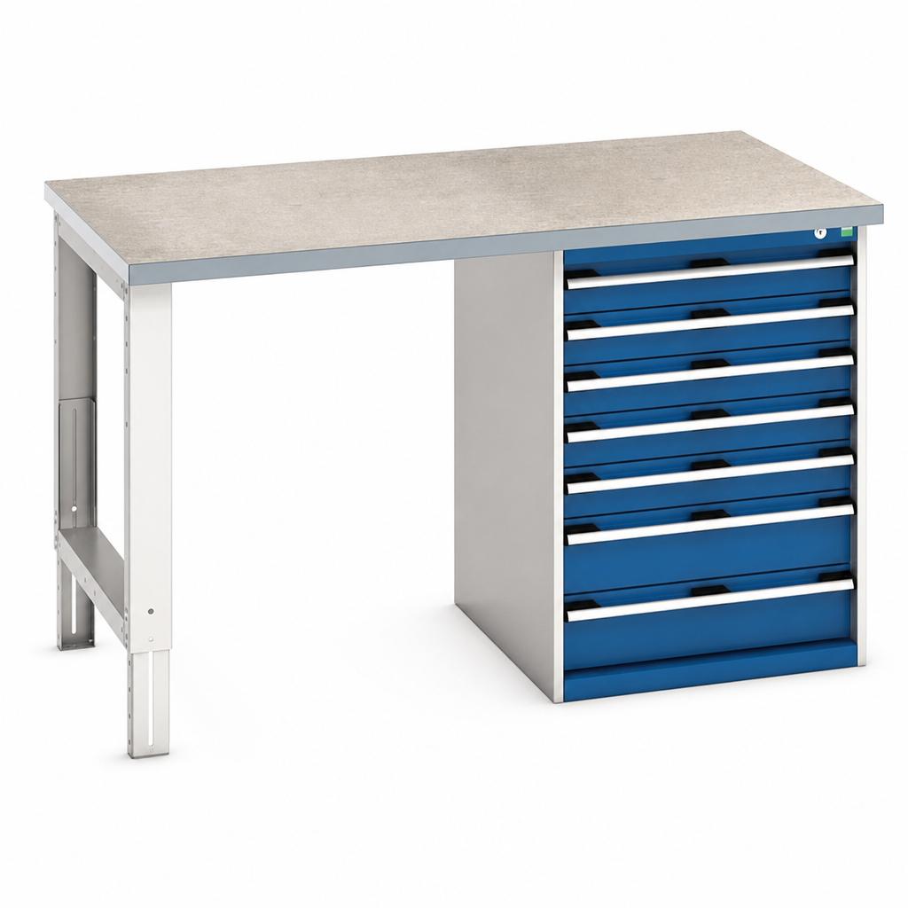 Heavy Duty Steel Workbench with Lino Worktop and Drawers