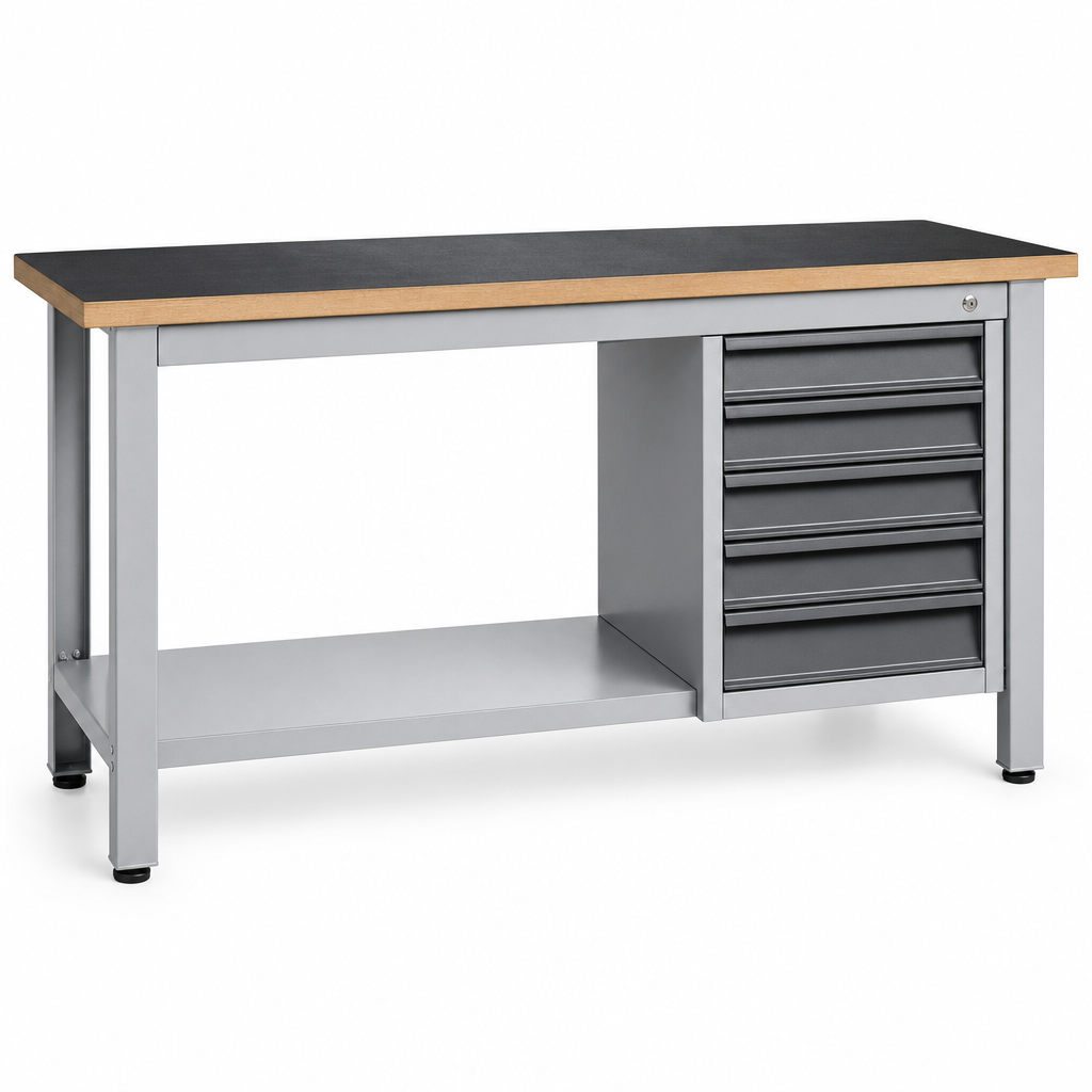 Heavy Duty Steel Workbench with Lino Worktop and Drawers