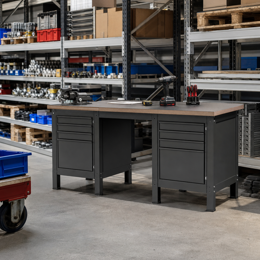 Heavy Duty Steel Workbench with MPX Worktop and Drawers