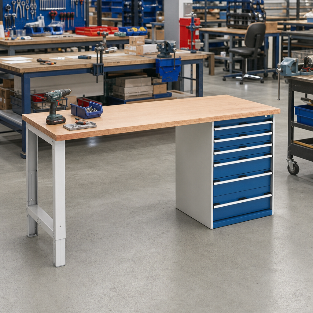 Heavy Duty Steel Workbench with MPX Worktop and Drawers