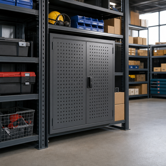 Heavy Duty Tool Cabinet with Perforated Double Doors 800x525mm