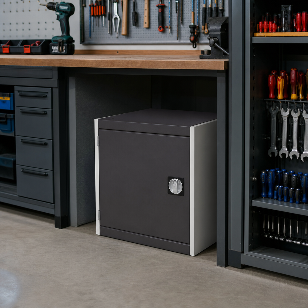 Heavy Duty Tool Cupboard with Perforated Storage Door 600x650x750mm