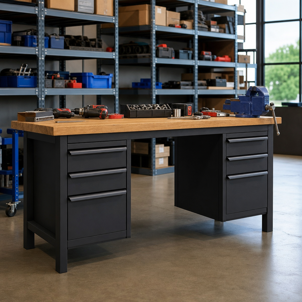 Heavy Duty Wood Top Workbench with 6 Drawers 840x1500x750mm