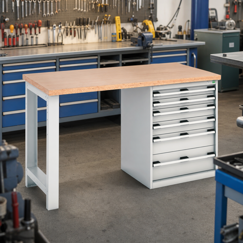 Heavy Duty Wood Top Workbench with 6 Drawers 840x1500x750mm