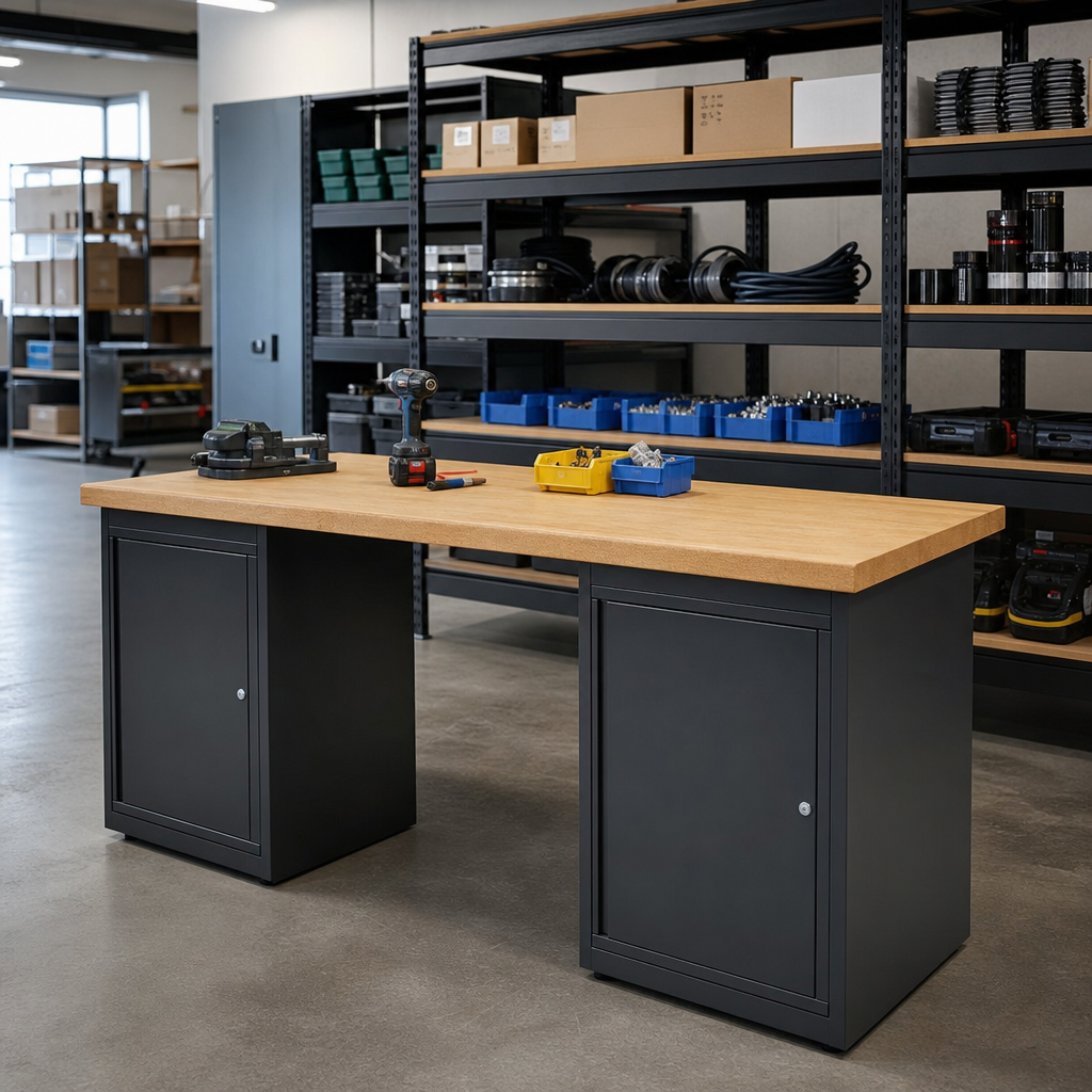 Heavy Duty Workbench with 2 Cabinets and MPX Top 840x2000x750mm