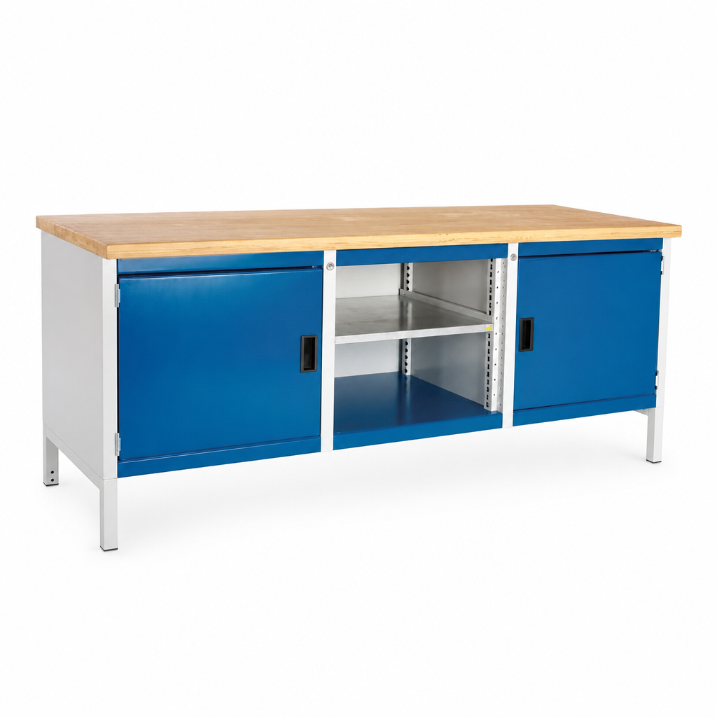 Heavy Duty Workbench with 2 Cabinets and MPX Top 840x2000x750mm