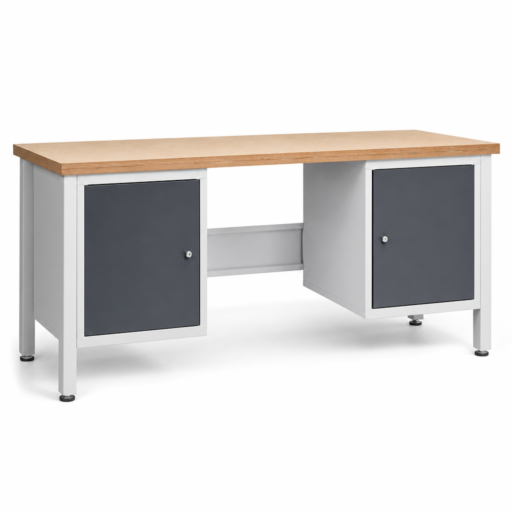Heavy Duty Workbench with 2 Cabinets and MPX Top 840x2000x750mm