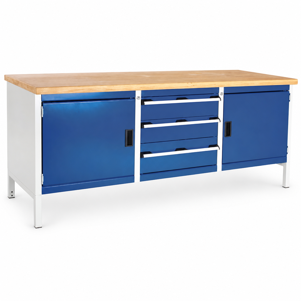 Heavy Duty Workbench with 3 Drawers and 2 Cupboards