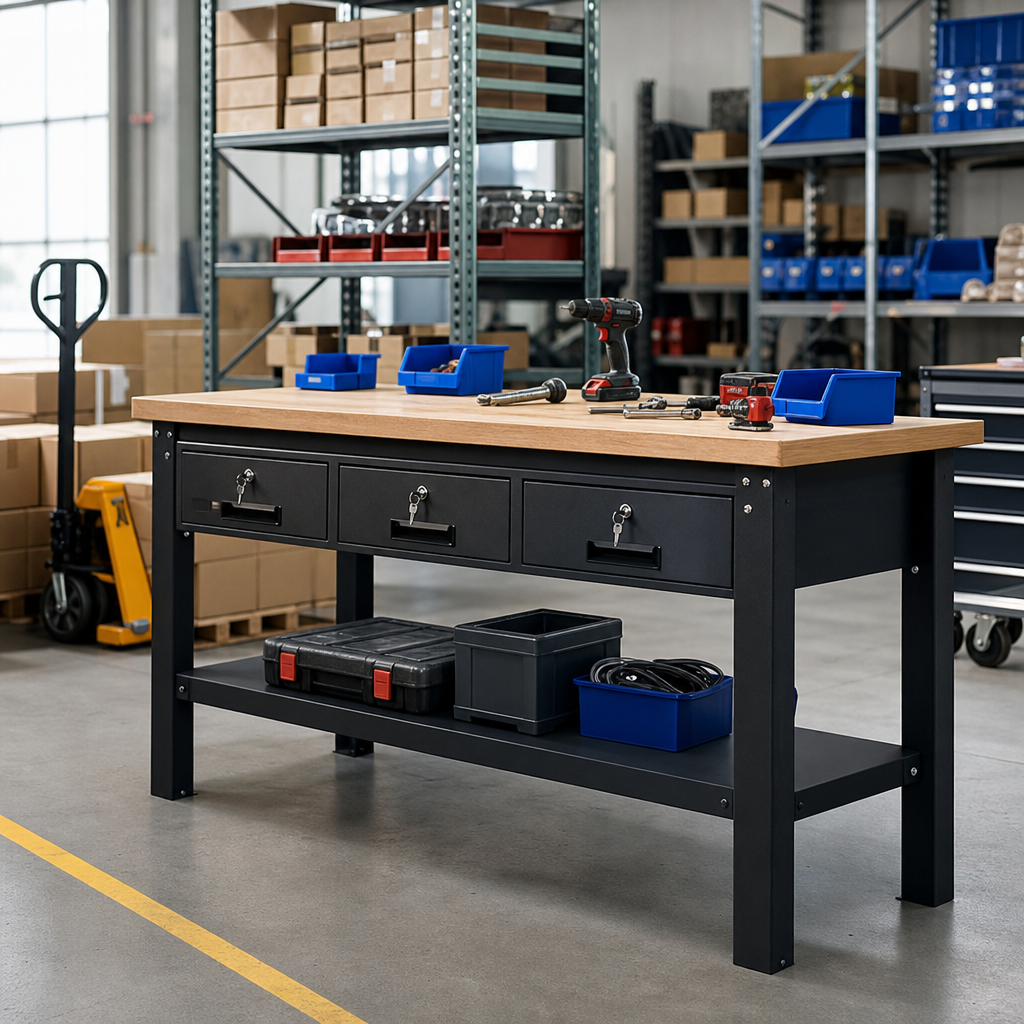 Heavy Duty Workbench with 3 Lockable Drawers
