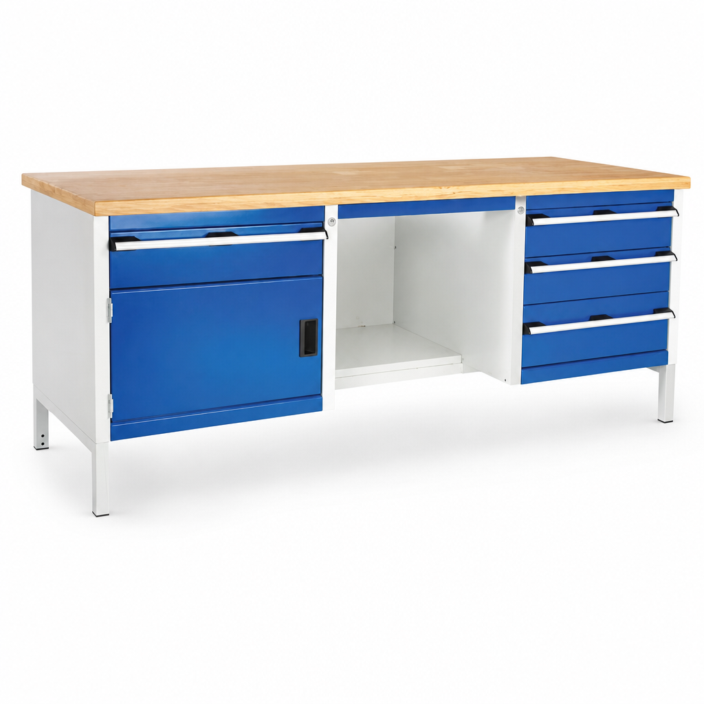 Heavy Duty Workbench with 4 Drawers and Cupboard