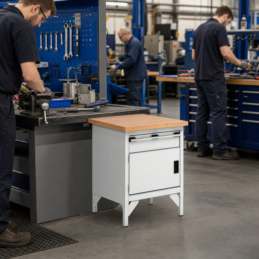 Heavy Duty Workbench with Cupboard, Drawer and MPX Top 840x750mm