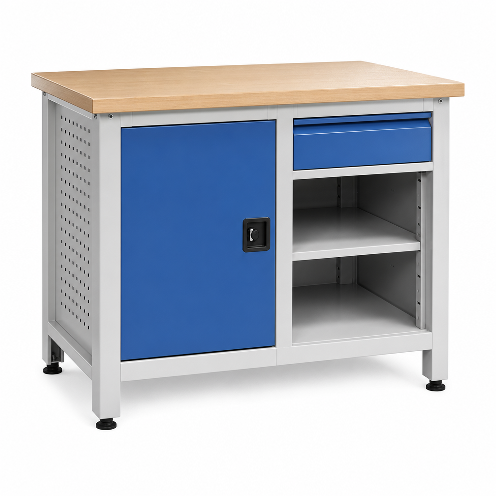 Heavy Duty Workbench with Cupboard, Drawer and MPX Top 840x750mm