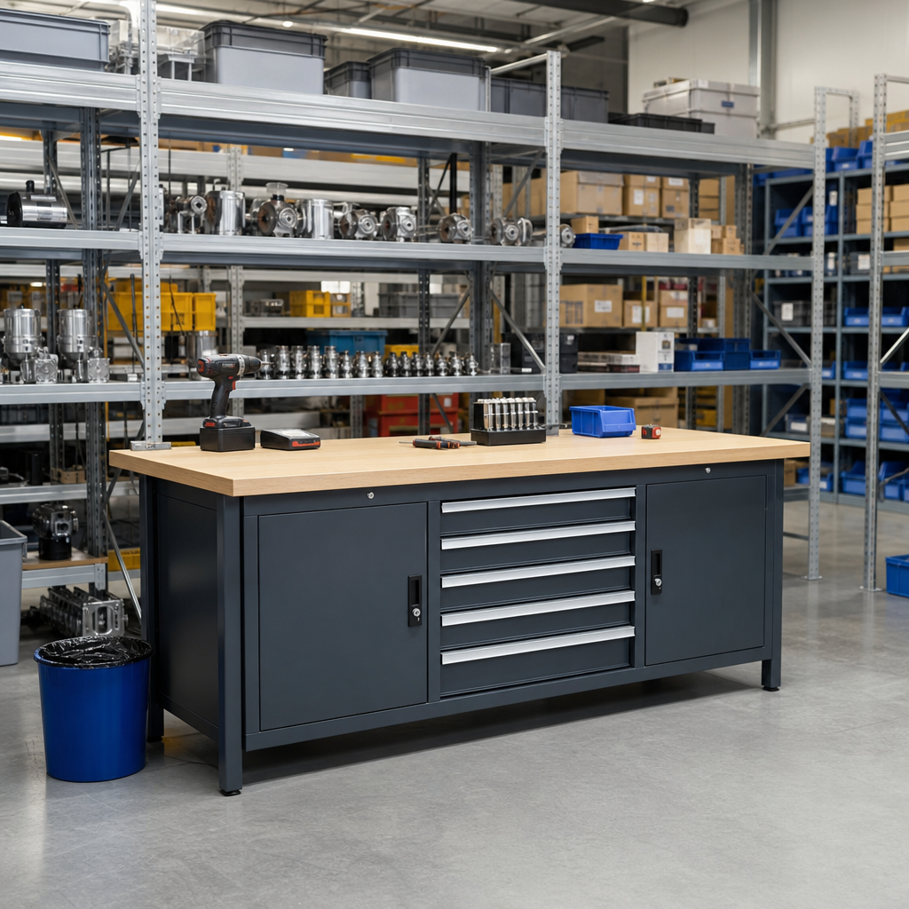 Heavy Duty Workbench with Cupboards and Drawers