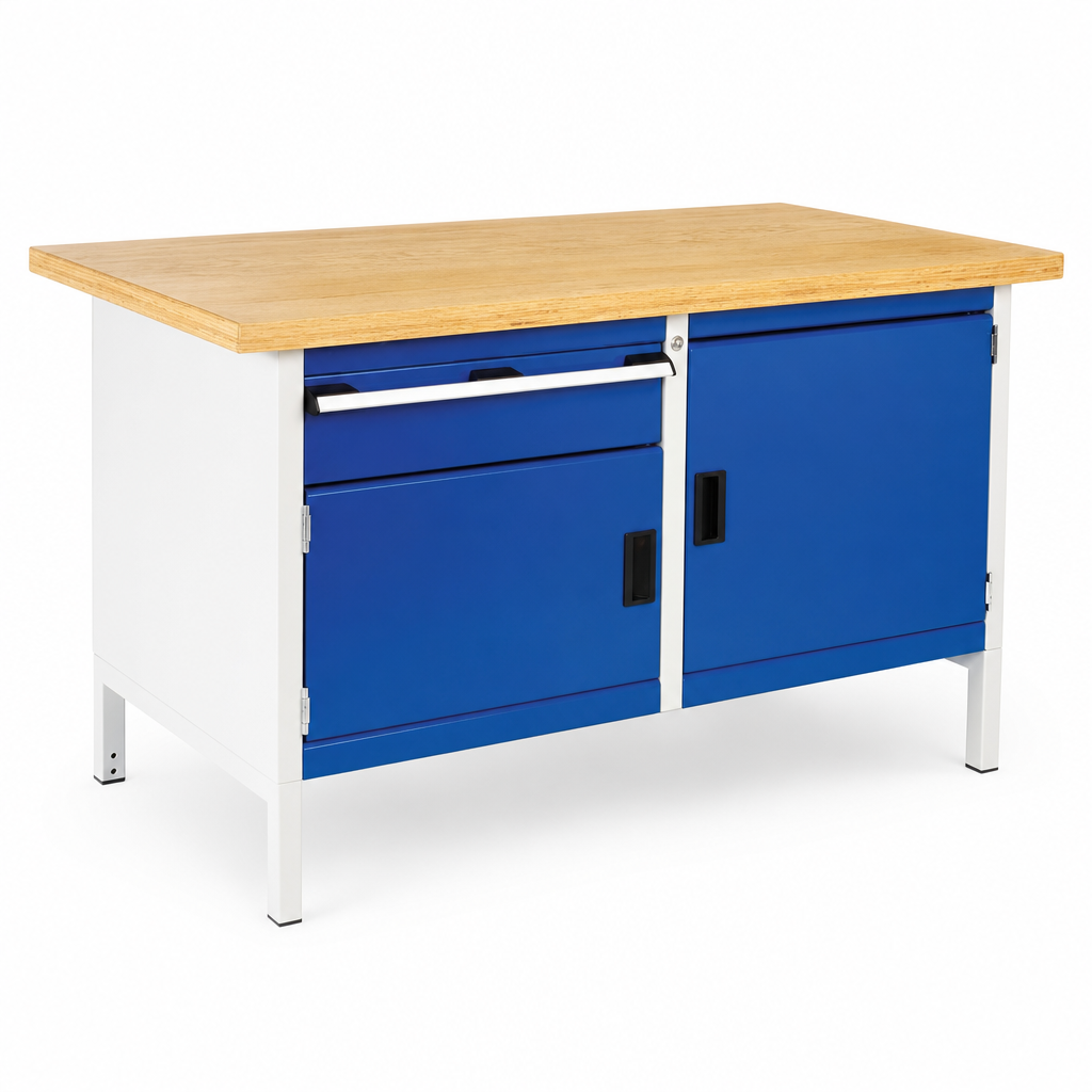 Heavy Duty Workbench with Drawer and Double Cupboards