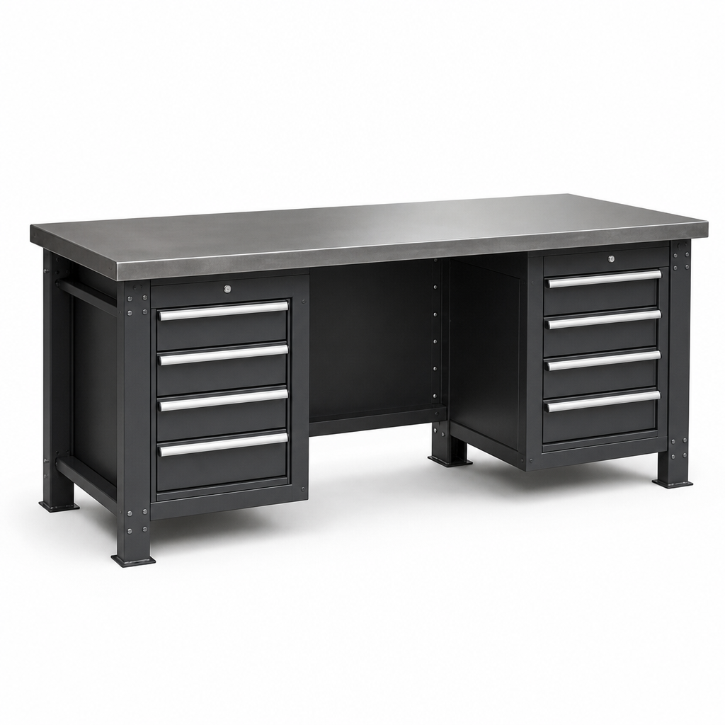 Heavy Duty Workbench With Drawers and Welded Steel Worktop