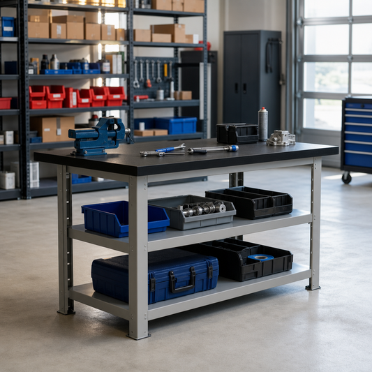 Heavy Duty Workbench with Lino Top and Shelves 840x1500x750mm