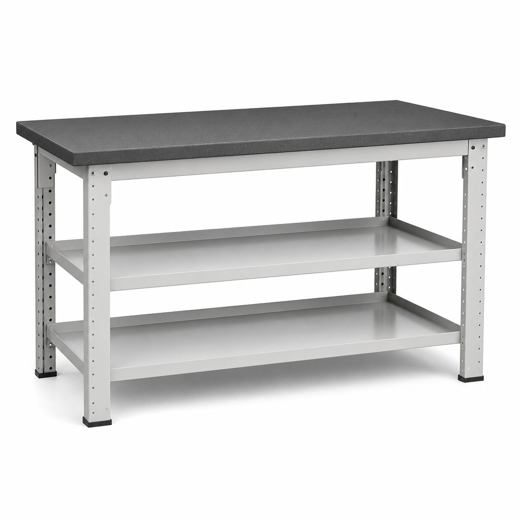 Heavy Duty Workbench with Lino Top and Shelves 840x1500x750mm