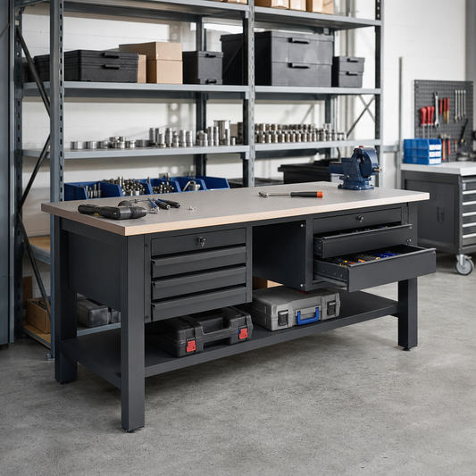Heavy Duty Workbench with Lino Worktop and Drawer Storage 2000mm