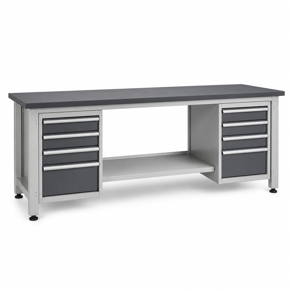 Heavy Duty Workbench with Lino Worktop and Drawer Storage 2000mm