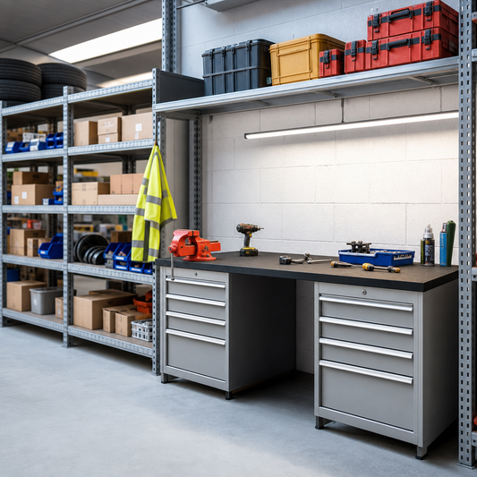 Heavy Duty Workbench with Lino Worktop and Drawer Storage