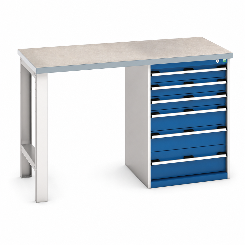 Heavy Duty Workbench with Lino Worktop and Drawer Storage