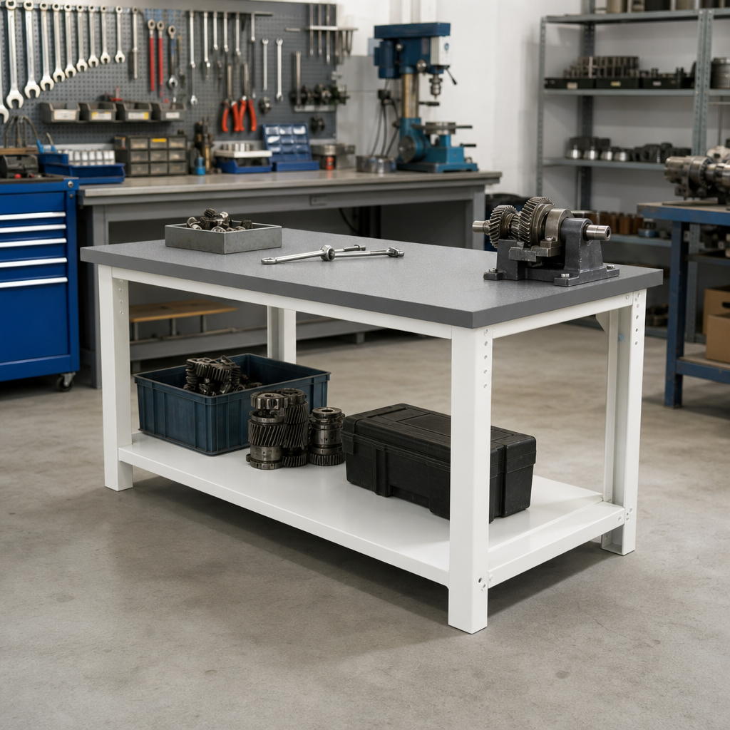 Heavy Duty Workbench with Lino Worktop and Shelf 1500 x 750mm