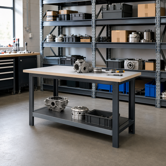 Heavy Duty Workbench with Lino Worktop and Shelf 1500 x 750mm
