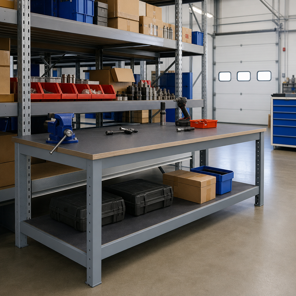 Heavy Duty Workbench with Lino Worktop and Shelf 2000 x 750mm