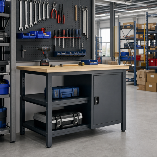 Heavy Duty Workbench with Shelf and Cupboard 840 x 1500 x 750mm