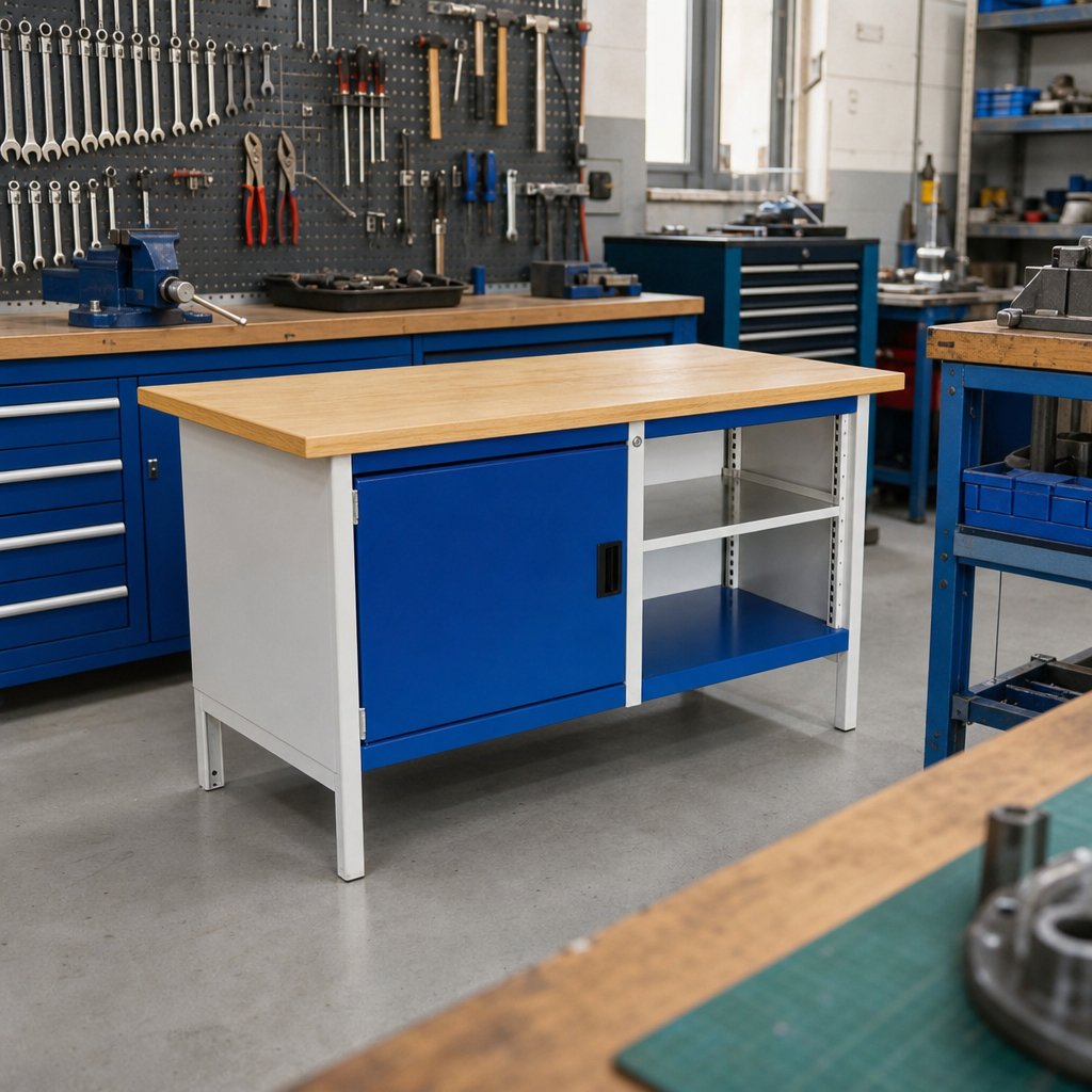 Heavy Duty Workbench with Shelf and Cupboard 840 x 1500 x 750mm