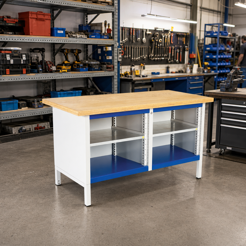 Heavy Duty Workbench with Twin Shelf Units