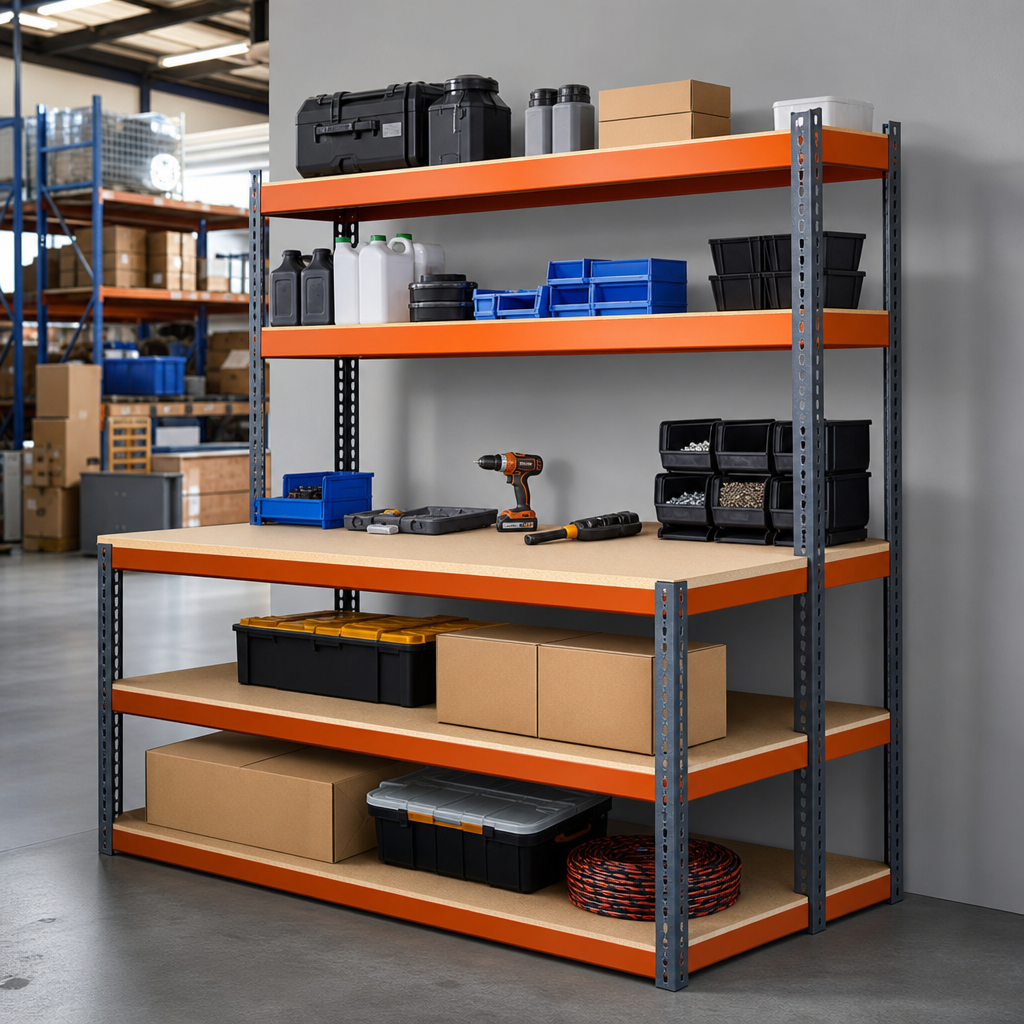 Heavy Duty Workbench with Twin Shelf Units