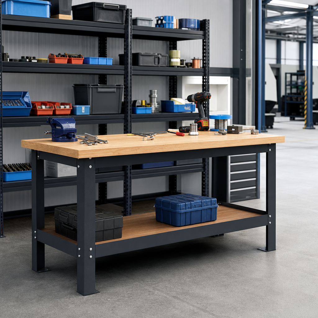 Heavy Duty Workbench with Wooden Worktop 930 x 1500 x 600mm
