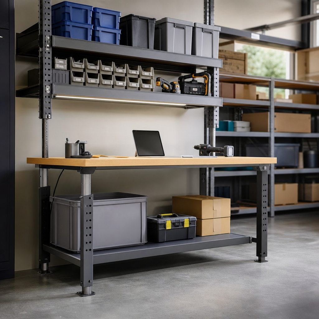 Height Adjustable 1-Shelf MPX Workbench 2000 x 750mm