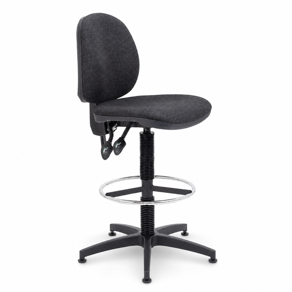 Height Adjustable Fabric Draughtsman Chair with Foot Ring